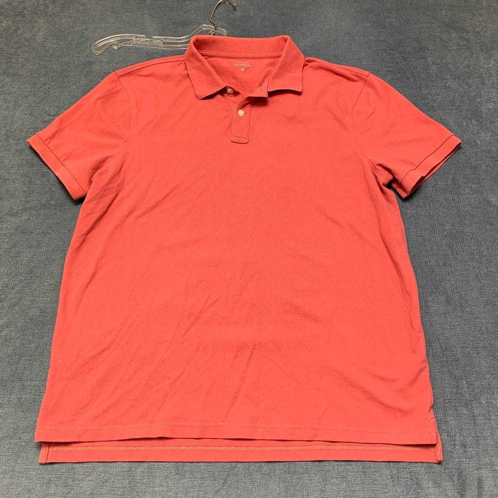 J.CREW Flex Pique Polo Shirt Men XL Coral Pink High Low Hem Short Sleeve Golf